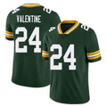 Green Bay #24 Valentine Player Football V Neck Short Sleeve Green Jersey Carrington For Men Youth Women Gift