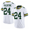 Green Bay #24 Valentine Player Football V Neck Short Sleeve White Jersey Carrington For Men Youth Women Gift