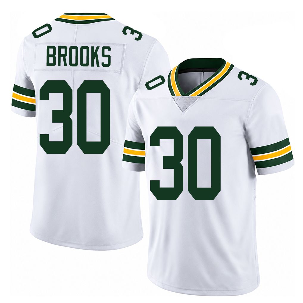 Green Bay #30 Brooks Player Football V Neck Short Sleeve White Jersey Chris For Men Youth Women Gift