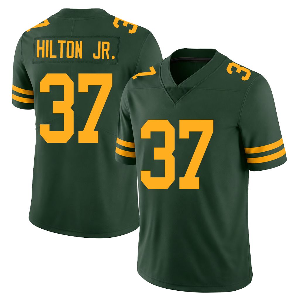 Green Bay #37 Hilton Jr. Player Football V Neck Short Sleeve Jersey Green Chris For Men Youth Women Gift