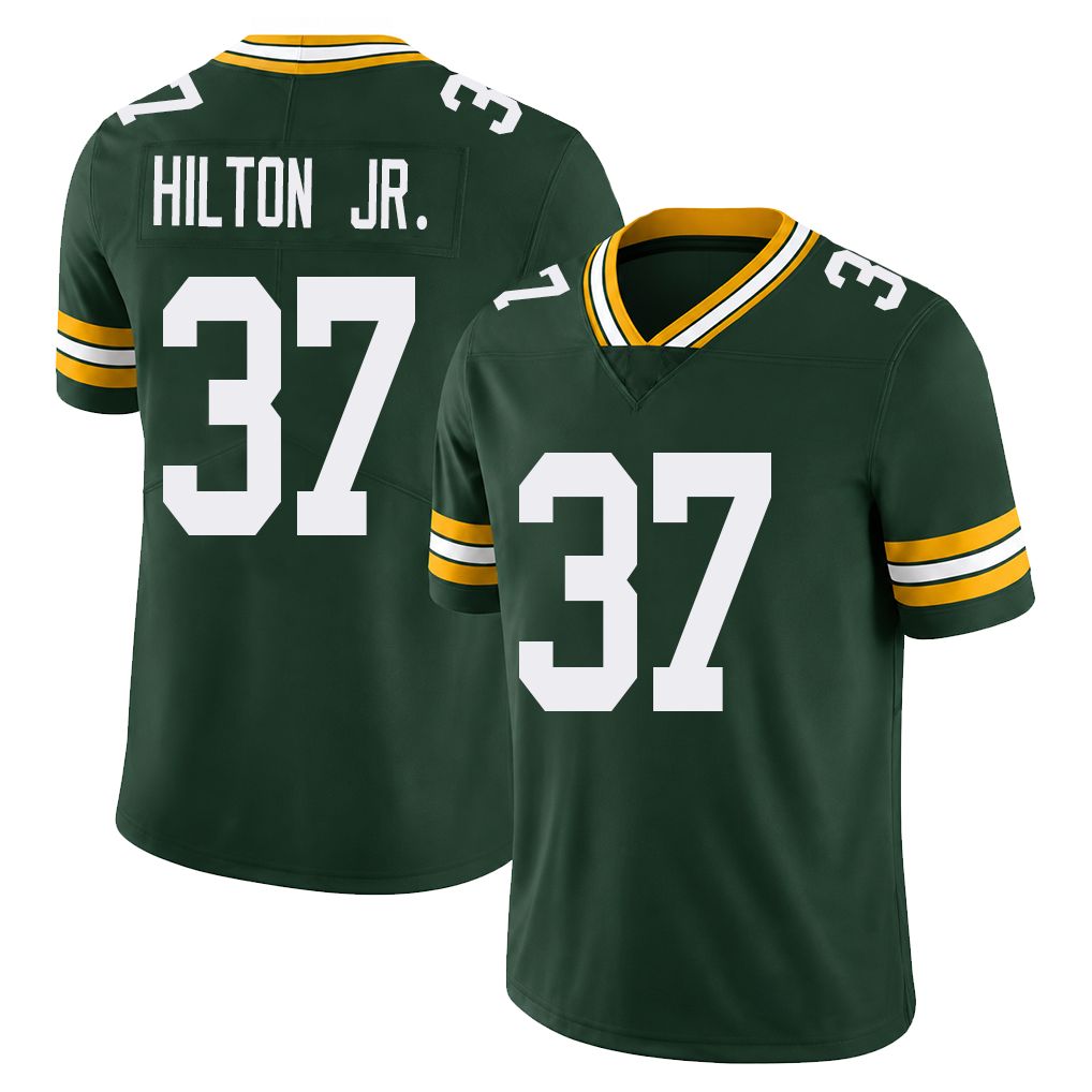 Green Bay #37 Hilton Jr. Player Football V Neck Short Sleeve Green Jersey Chris For Men Youth Women Gift