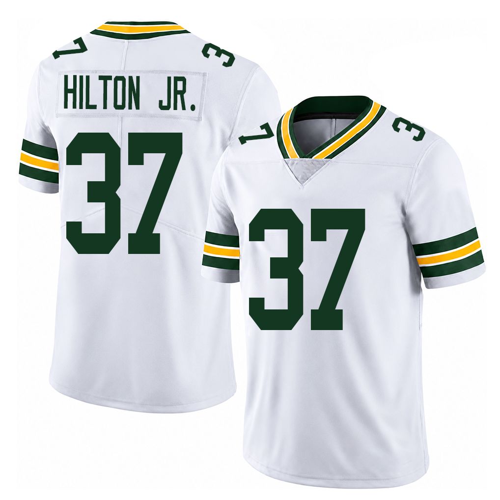 Green Bay #37 Hilton Jr. Player Football V Neck Short Sleeve White Jersey Chris For Men Youth Women Gift