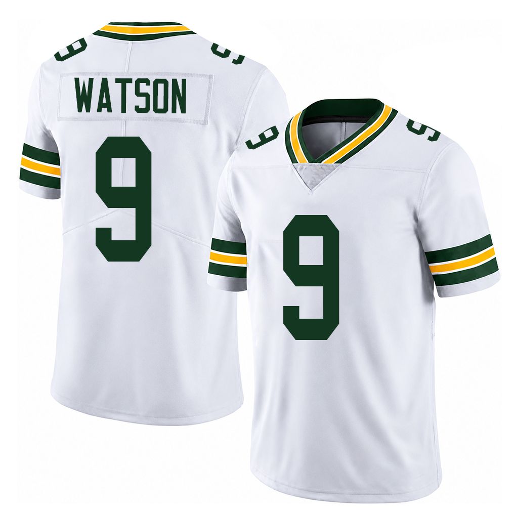Green Bay #9 Watson Player Football V Neck Short Sleeve White Jersey Christian For Men Youth Women Gift