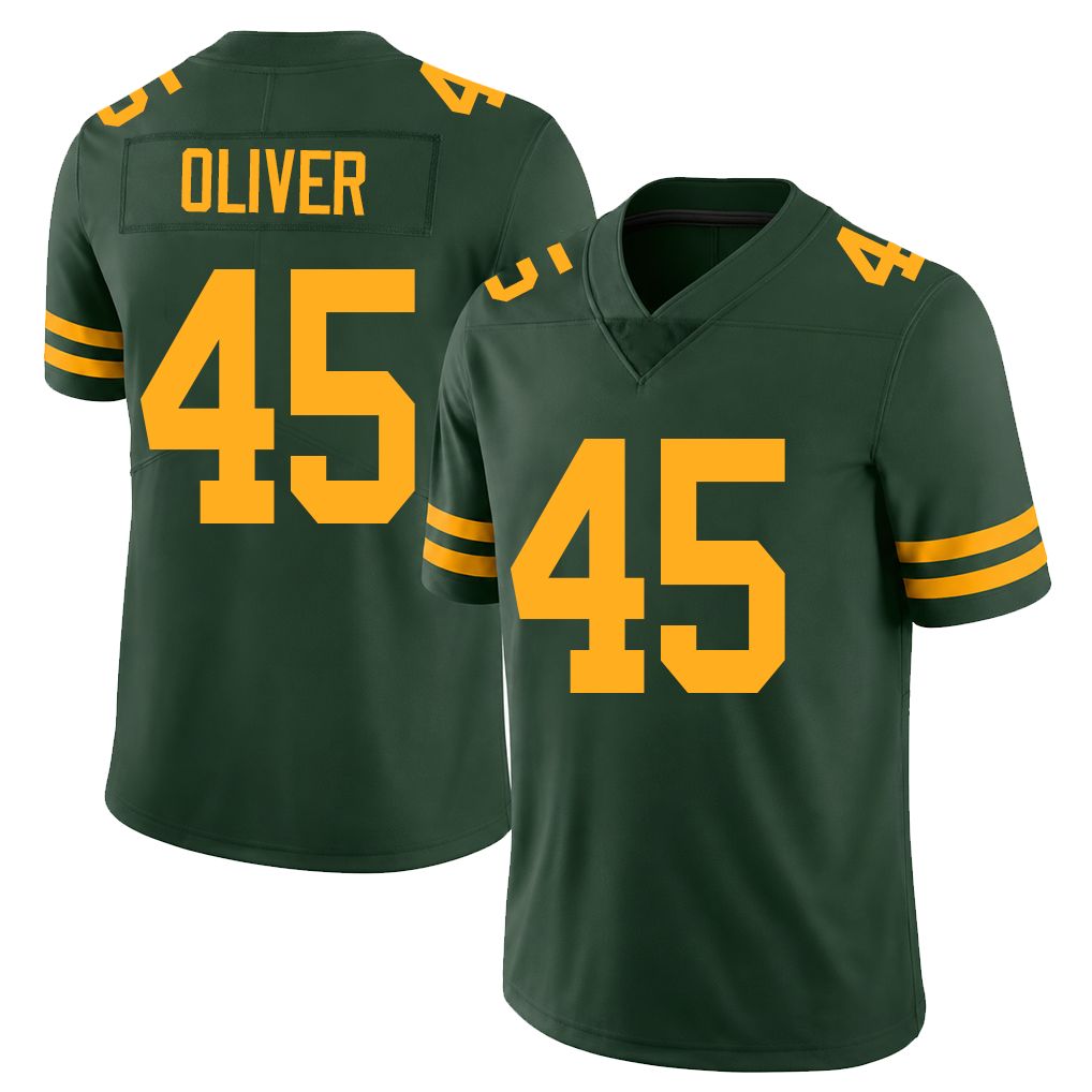 Green Bay #45 Oliver Player Football V Neck Short Sleeve Jersey Green Collin For Men Youth Women Gift