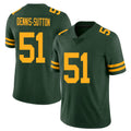Green Bay #51 Dennis-Sutton Player Football V Neck Short Sleeve Jersey Green Dani For Men Youth Women Gift