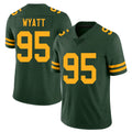 Green Bay #95 Wyatt Player Football V Neck Short Sleeve Jersey Green Devonte For Men Youth Women Gift
