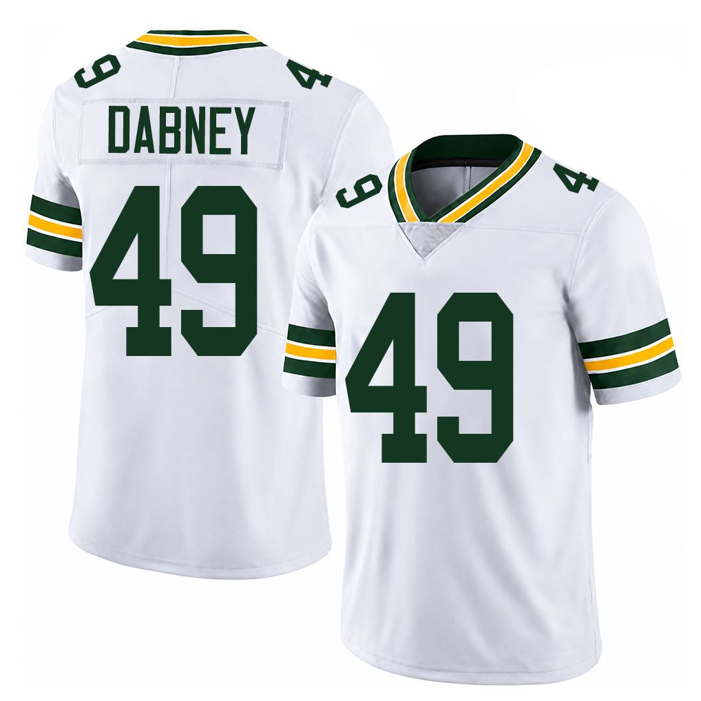 Green Bay #49 Dabney Player Football V Neck Short Sleeve White Jersey Drake For Men Youth Women Gift