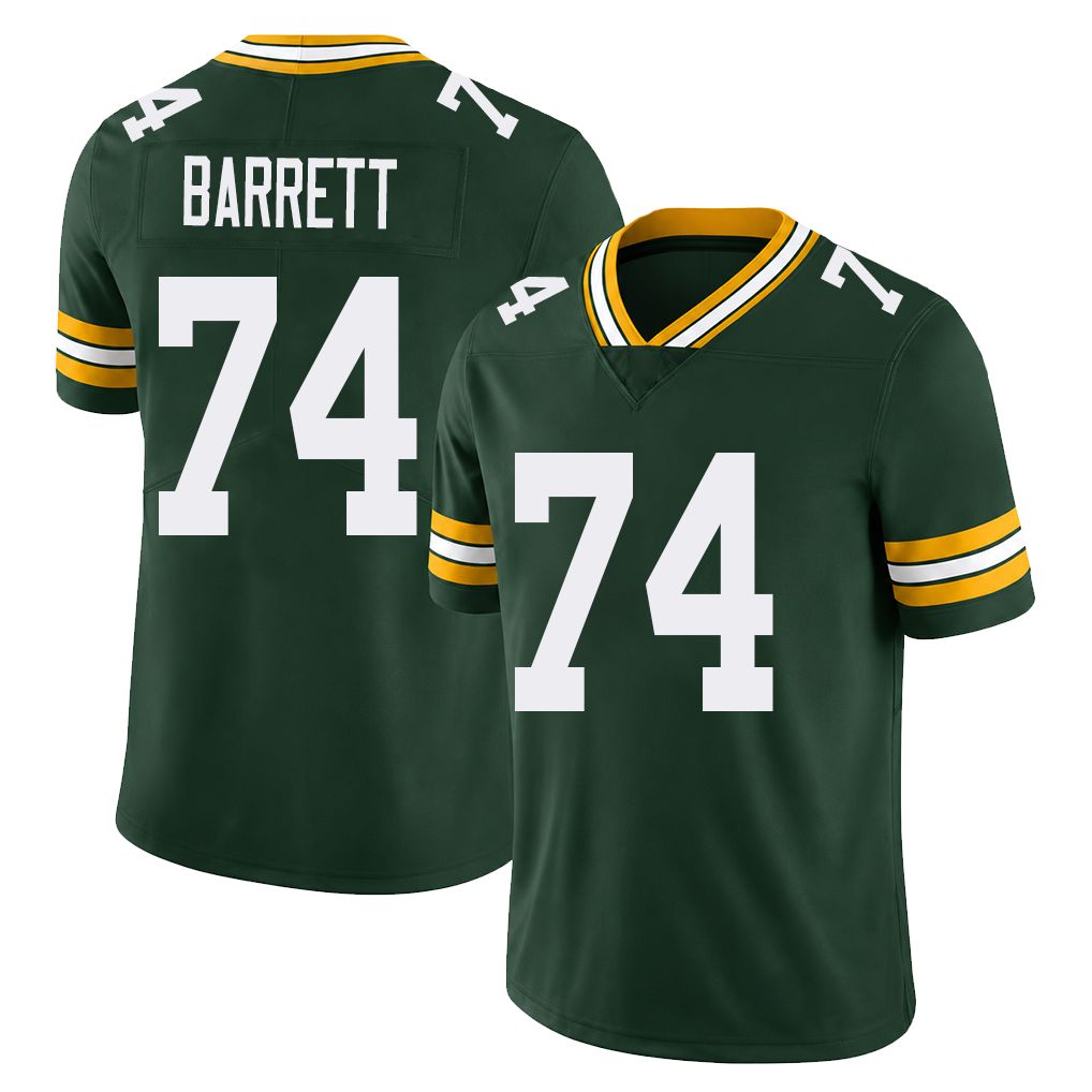 Green Bay #74 Barrett Player Football V Neck Short Sleeve Green Jersey Dylan For Men Youth Women Gift