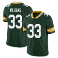 Green Bay #33 Williams Player Football V Neck Short Sleeve Green Jersey Evan For Men Youth Women Gift