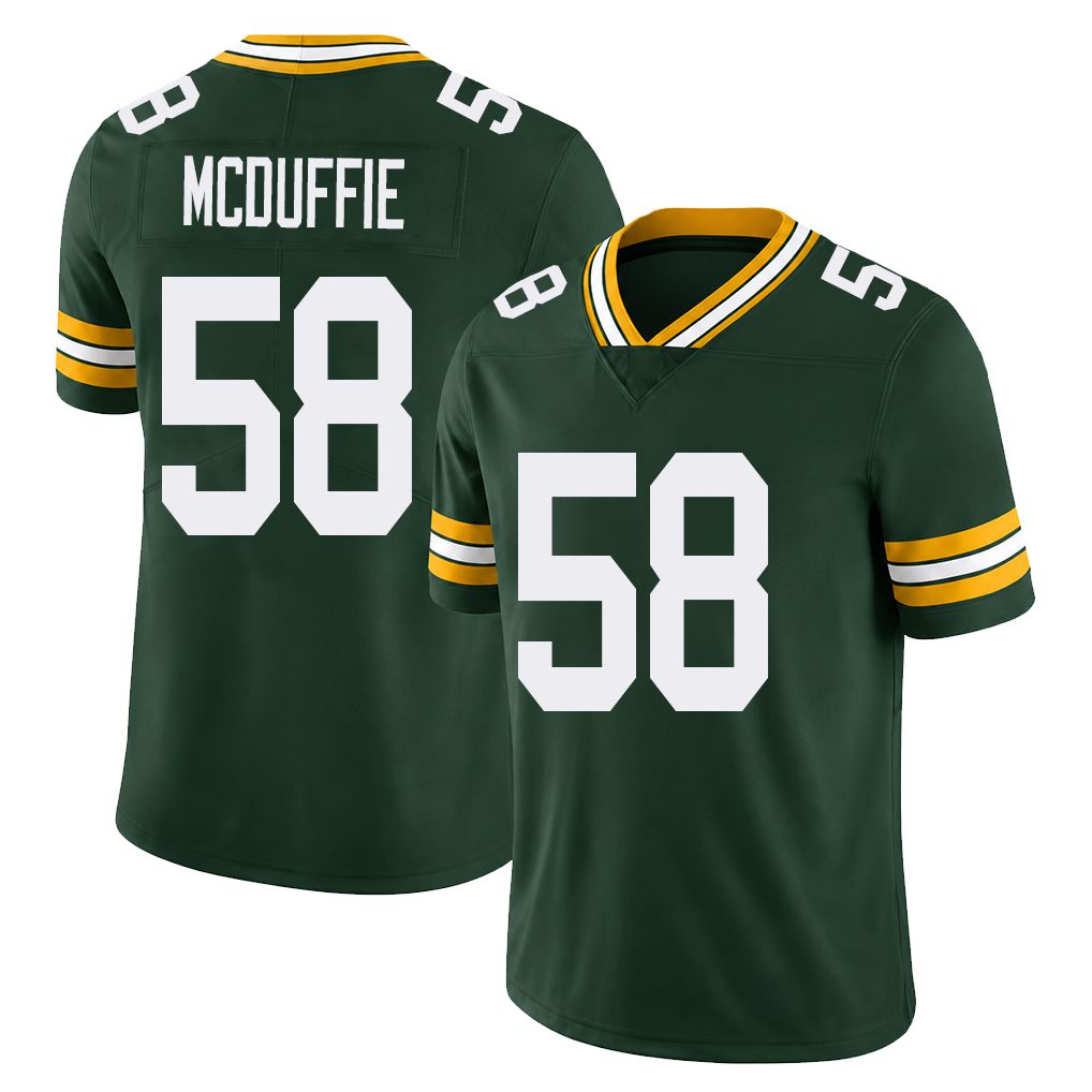 Green Bay #58 McDuffie Player Football V Neck Short Sleeve Green Jersey Isaiah For Men Youth Women Gift