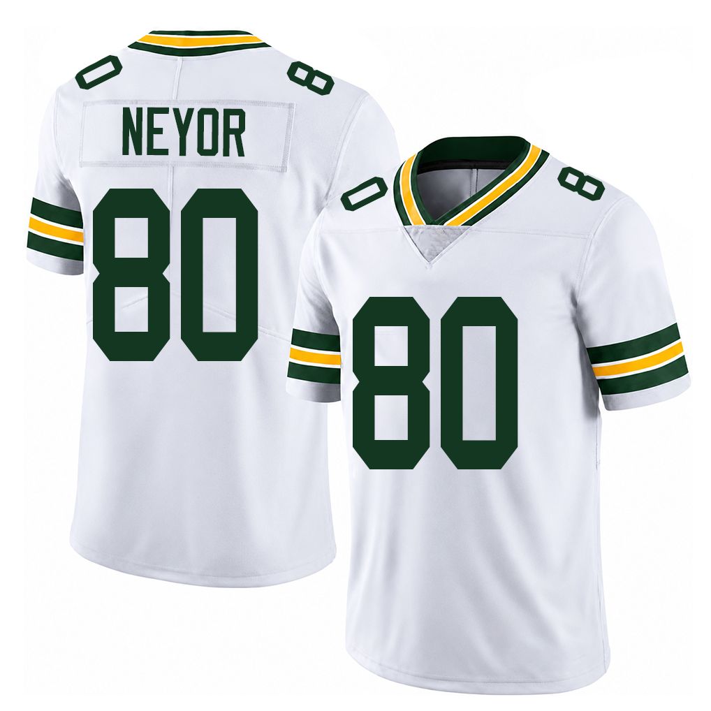 Green Bay #80 Neyor Player Football V Neck Short Sleeve White Jersey Isaiah For Men Youth Women Gift