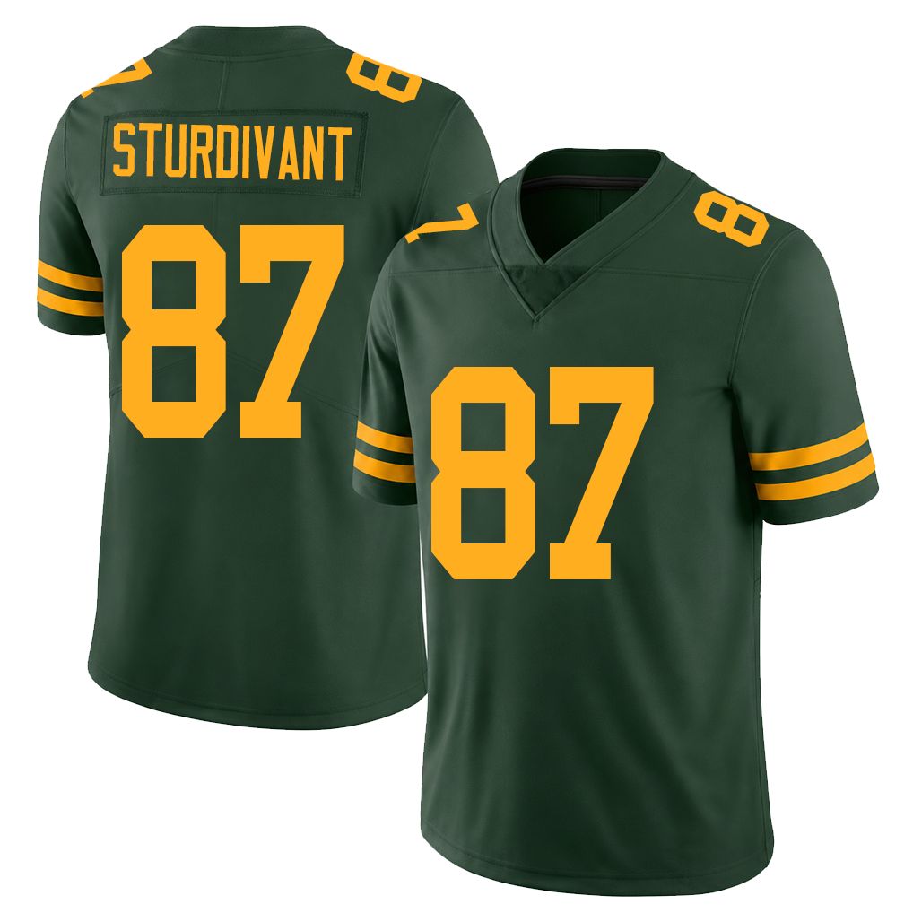 Green Bay #87 Michael Sturdivant Player Football V Neck Short Sleeve Jersey Green J. For Men Youth Women Gift