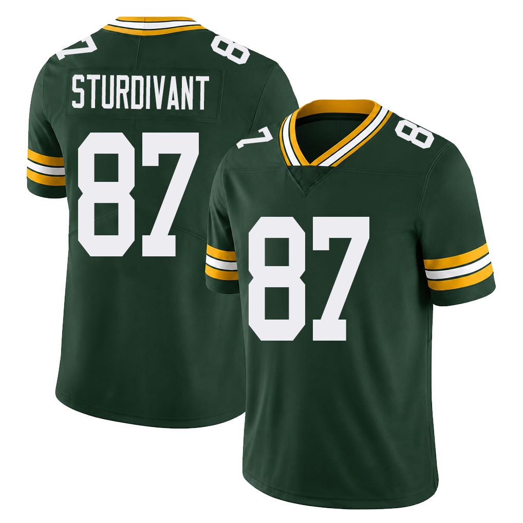 Green Bay #87 Michael Sturdivant Player Football V Neck Short Sleeve Green Jersey J. For Men Youth Women Gift
