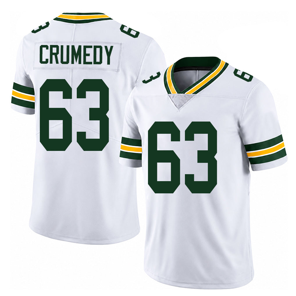 Green Bay #63 Crumedy Player Football V Neck Short Sleeve White Jersey Jaden For Men Youth Women Gift