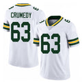 Green Bay #63 Crumedy Player Football V Neck Short Sleeve White Jersey Jaden For Men Youth Women Gift