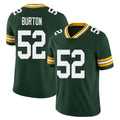 Green Bay #52 Burton Player Football V Neck Short Sleeve Green Jersey Jager For Men Youth Women Gift