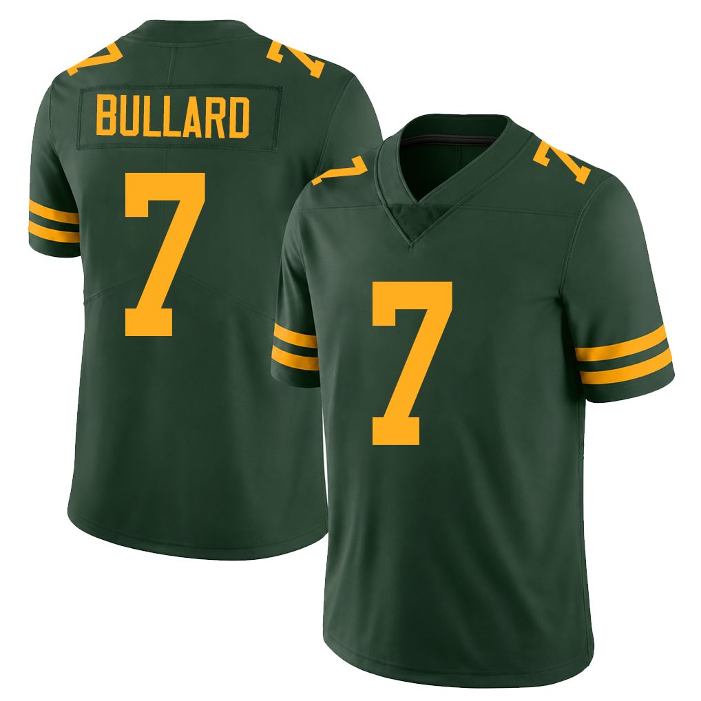 Green Bay #7 Bullard Player Football V Neck Short Sleeve Jersey Green Javon For Men Youth Women Gift