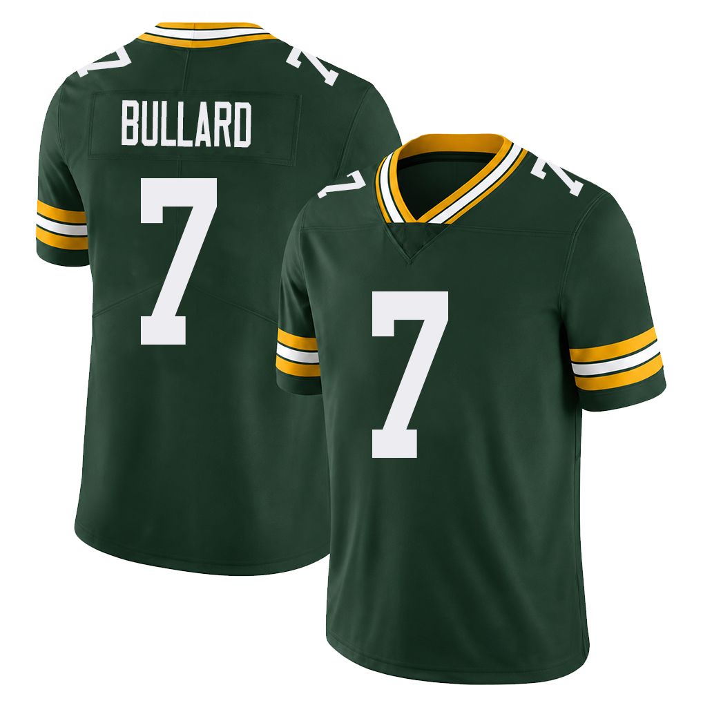 Green Bay #7 Bullard Player Football V Neck Short Sleeve Green Jersey Javon For Men Youth Women Gift