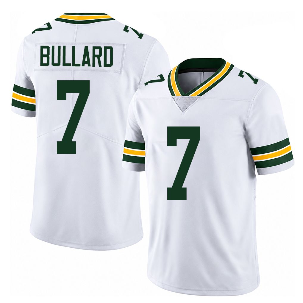 Green Bay #7 Bullard Player Football V Neck Short Sleeve White Jersey Javon For Men Youth Women Gift