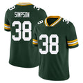 Green Bay #38 Simpson Player Football V Neck Short Sleeve Green Jersey Jaylin For Men Youth Women Gift