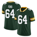 Green Bay #64 Ford Player Football V Neck Short Sleeve Green Jersey Jonathan For Men Youth Women Gift