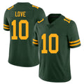 Green Bay #10 Love Player Football V Neck Short Sleeve Jersey Green Jordan For Men Youth Women Gift