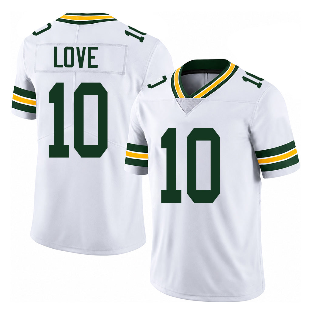 Green Bay #10 Love Player Football V Neck Short Sleeve White Jersey Jordan For Men Youth Women Gift