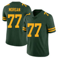 Green Bay #77 Morgan Player Football V Neck Short Sleeve Jersey Green Jordan For Men Youth Women Gift