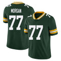 Green Bay #77 Morgan Player Football V Neck Short Sleeve Green Jersey Jordan For Men Youth Women Gift