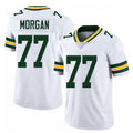 Green Bay #77 Morgan Player Football V Neck Short Sleeve White Jersey Jordan For Men Youth Women Gift