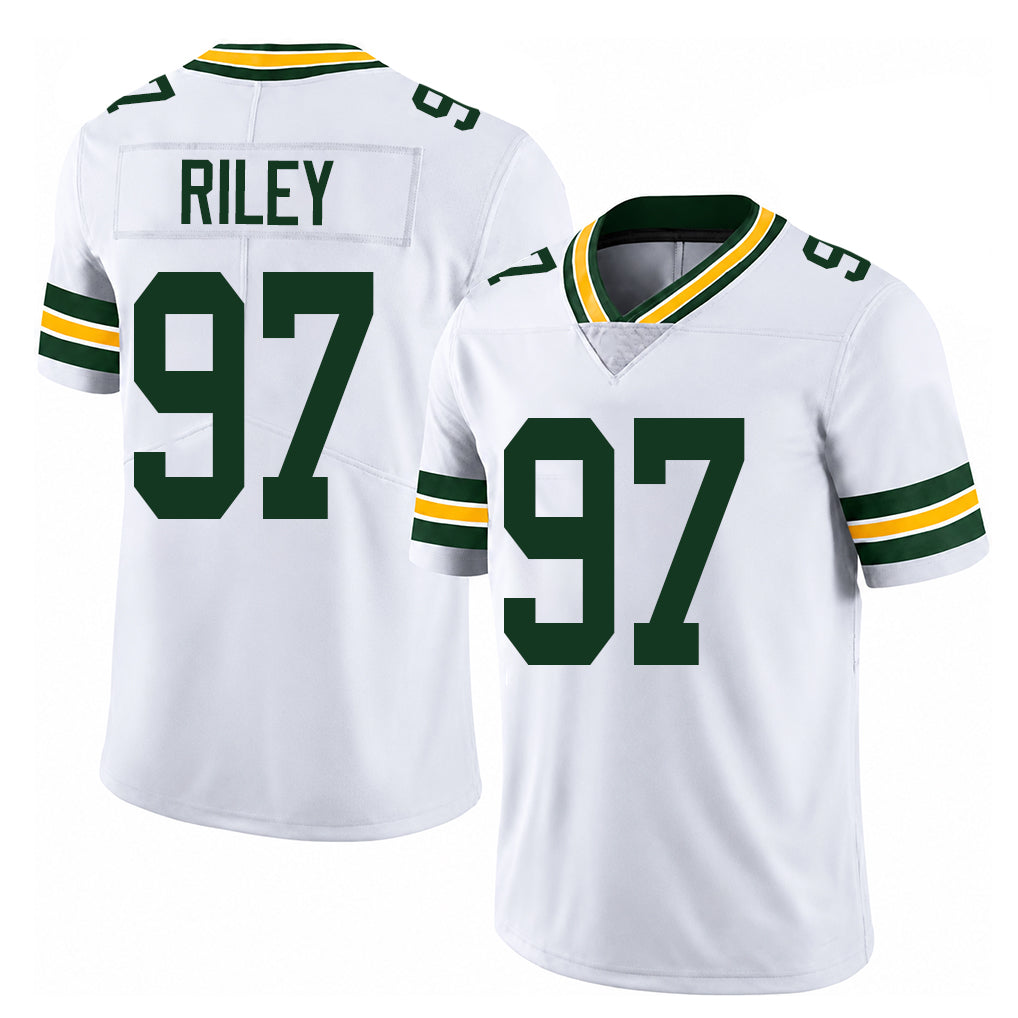 Green Bay #97 Riley Player Football V Neck Short Sleeve White Jersey Jordon For Men Youth Women Gift