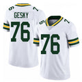 Green Bay #76 Gesky Player Football V Neck Short Sleeve White Jersey Josh For Men Youth Women Gift