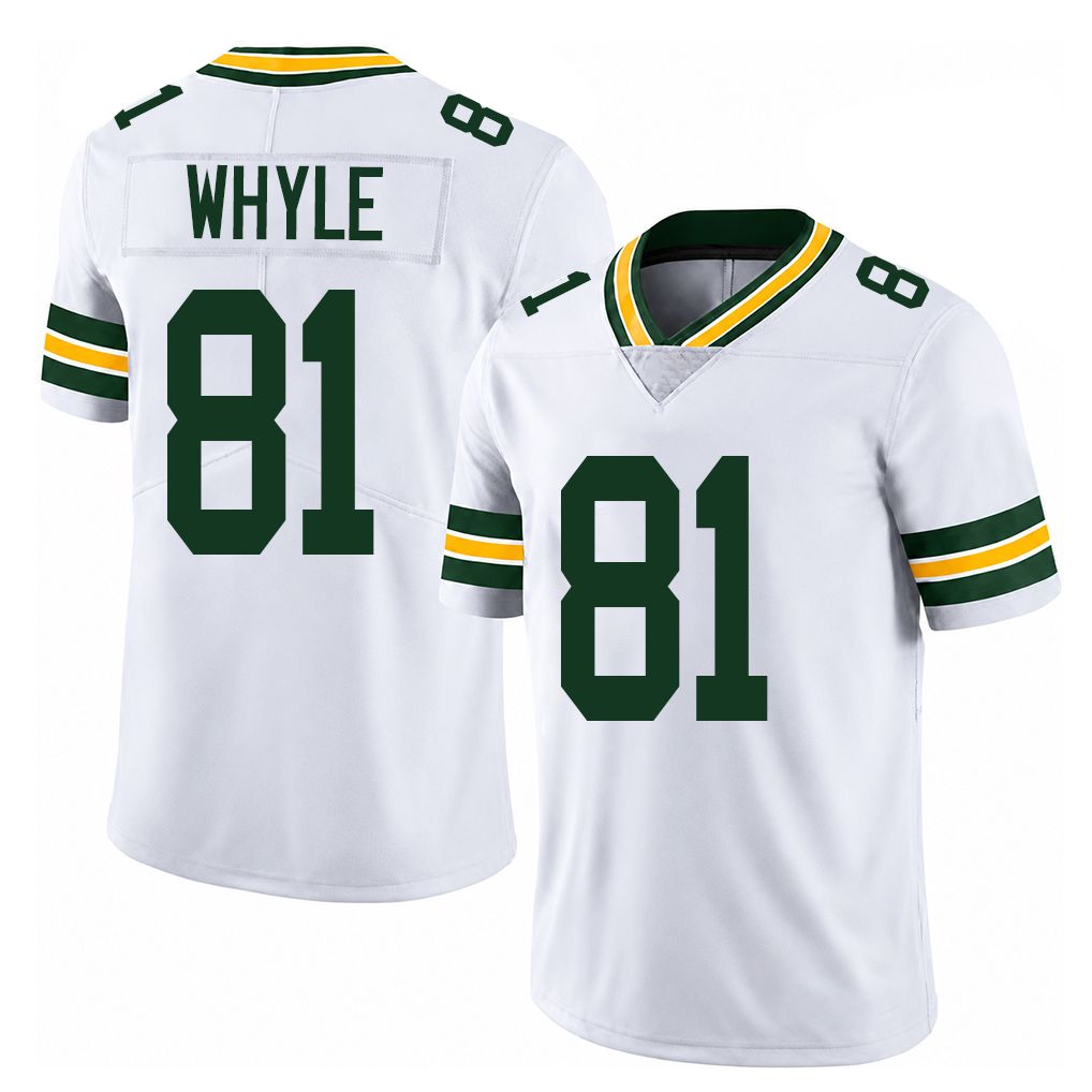 Green Bay #81 Whyle Player Football V Neck Short Sleeve White Jersey Josh For Men Youth Women Gift