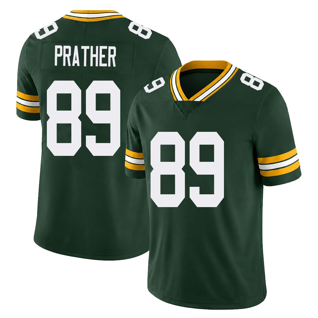 Green Bay #89 Prather Player Football V Neck Short Sleeve Green Jersey Kaden For Men Youth Women Gift