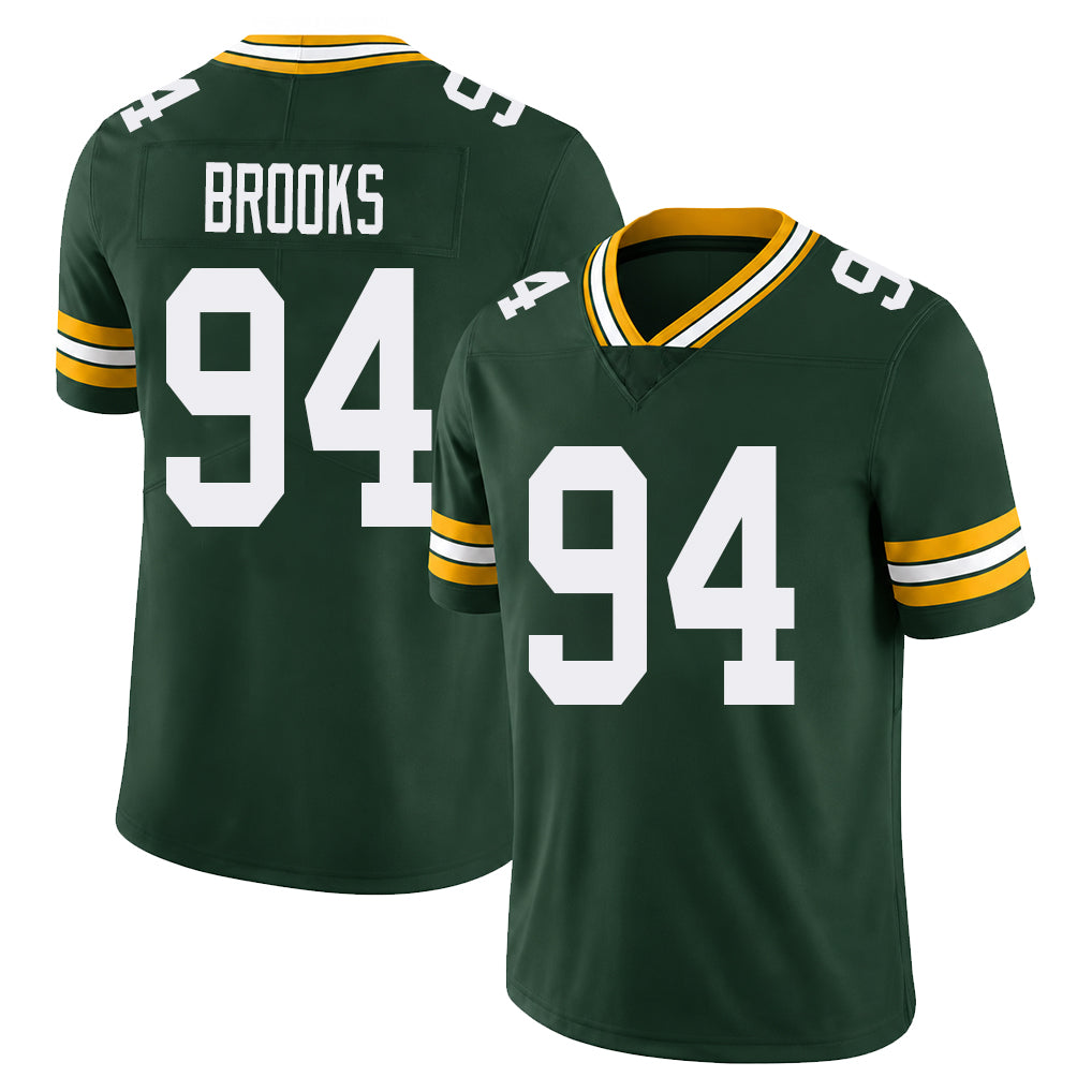 Green Bay #94 Brooks Player Football V Neck Short Sleeve Green Jersey Karl For Men Youth Women Gift
