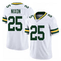Green Bay #25 Nixon Player Football V Neck Short Sleeve White Jersey Keisean For Men Youth Women Gift