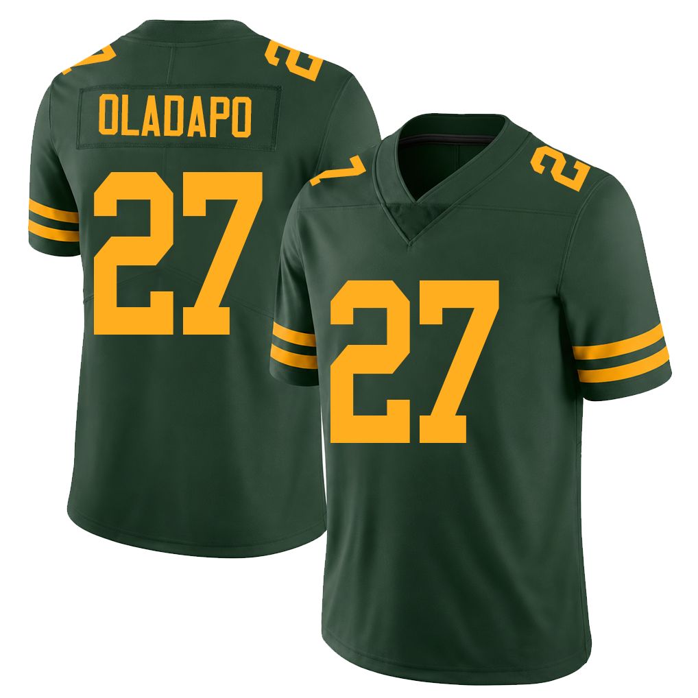 Green Bay #27 Oladapo Player Football V Neck Short Sleeve Jersey Green Kitan For Men Youth Women Gift