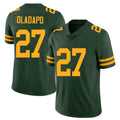 Green Bay #27 Oladapo Player Football V Neck Short Sleeve Jersey Green Kitan For Men Youth Women Gift