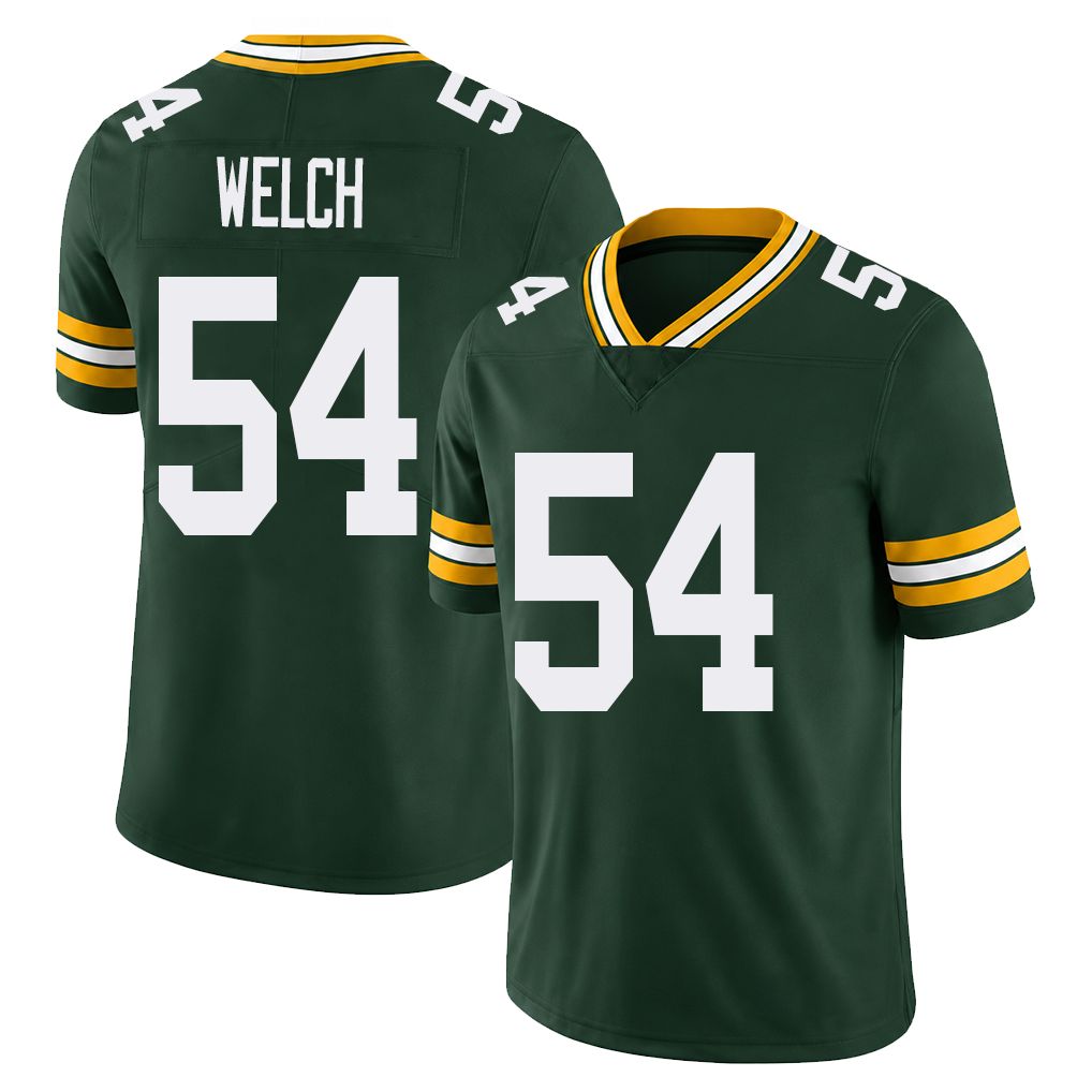 Green Bay #54 Welch Player Football V Neck Short Sleeve Green Jersey Kristian For Men Youth Women Gift