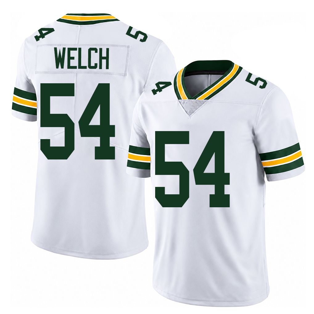 Green Bay #54 Welch Player Football V Neck Short Sleeve White Jersey Kristian For Men Youth Women Gift