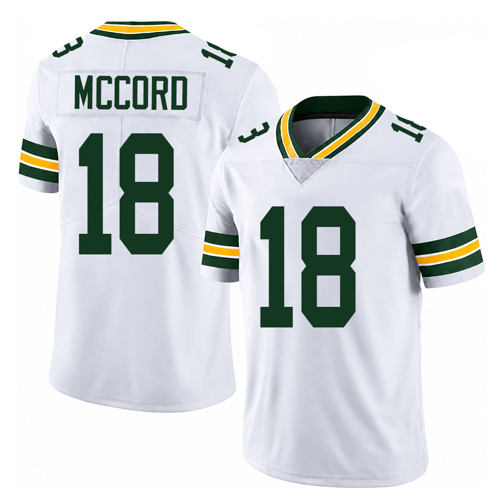 Green Bay #18 McCord Player Football V Neck Short Sleeve White Jersey Kyle For Men Youth Women Gift