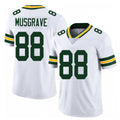 Green Bay #88 Musgrave Player Football V Neck Short Sleeve White Jersey Luke For Men Youth Women Gift