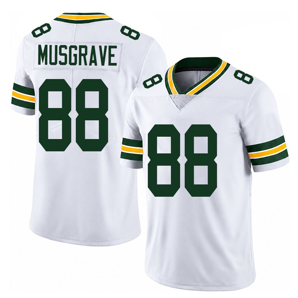 Green Bay #88 Musgrave Player Football V Neck Short Sleeve White Jersey Luke For Men Youth Women Gift