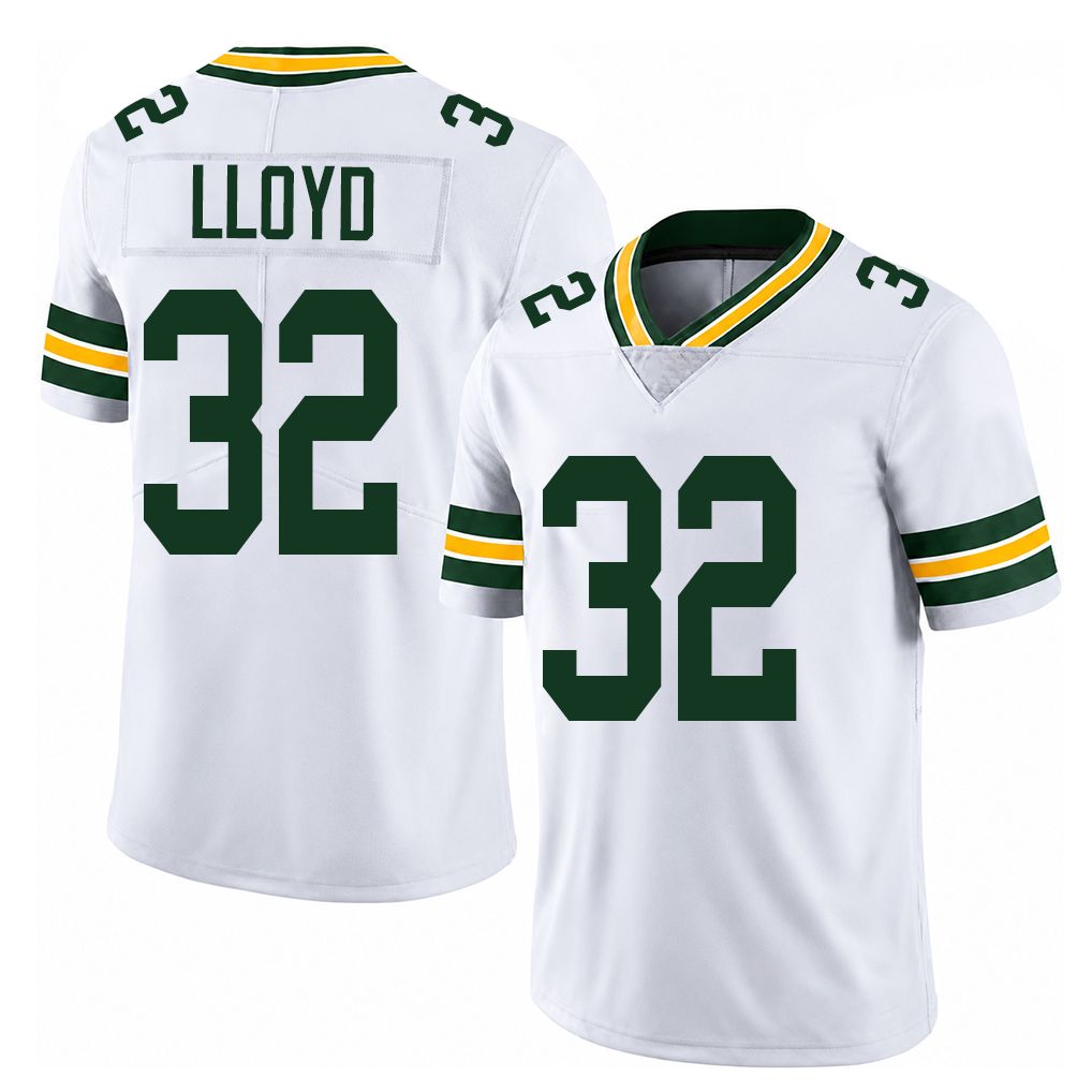 Green Bay #32 Lloyd Player Football V Neck Short Sleeve White Jersey MarShawn For Men Youth Women Gift