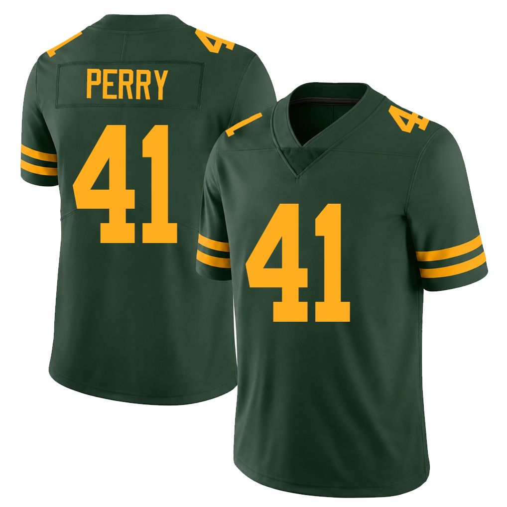 Green Bay #41 Perry Player Football V Neck Short Sleeve Jersey Green Mark For Men Youth Women Gift