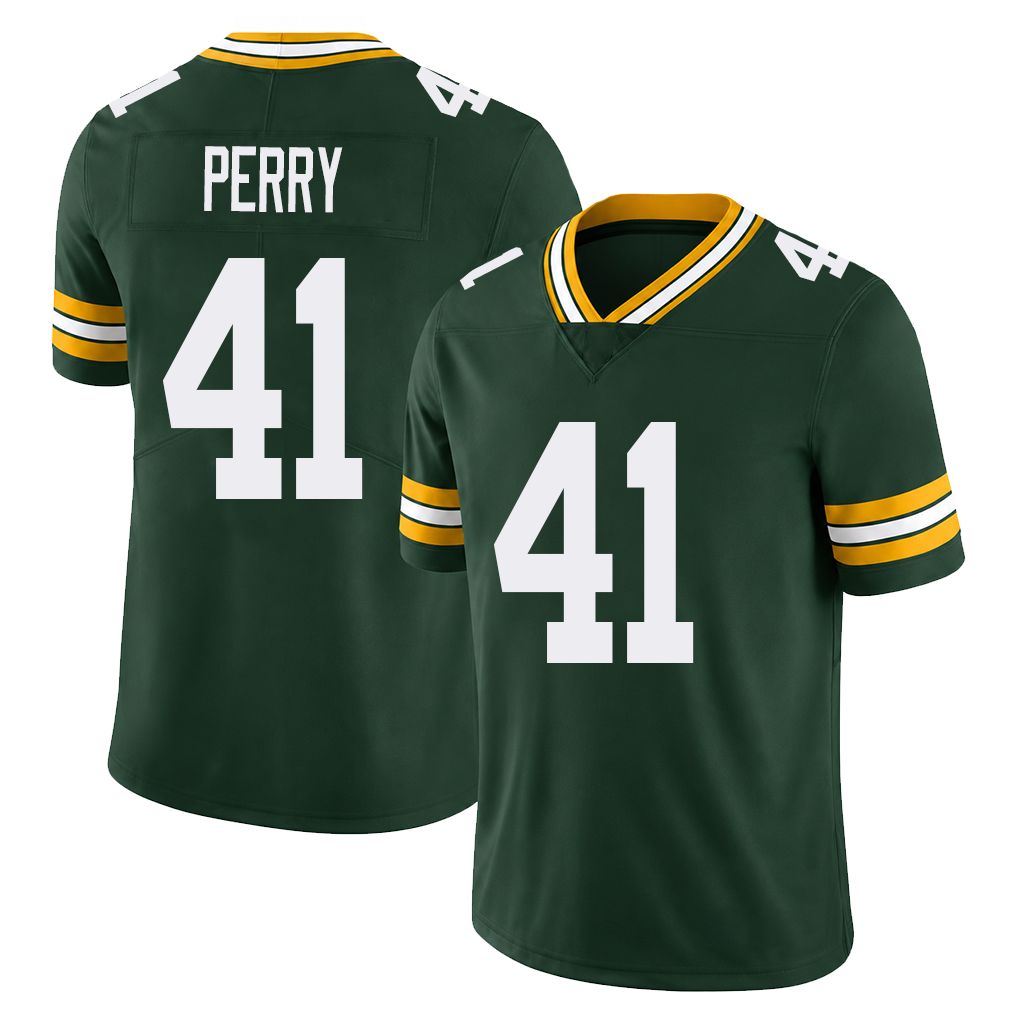 Green Bay #41 Perry Player Football V Neck Short Sleeve Green Jersey Mark For Men Youth Women Gift