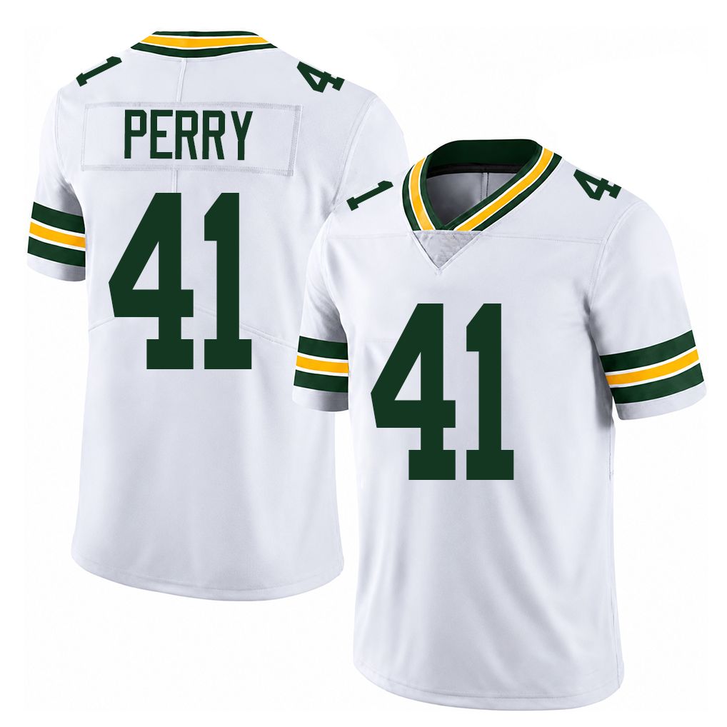 Green Bay #41 Perry Player Football V Neck Short Sleeve White Jersey Mark For Men Youth Women Gift