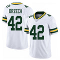 Green Bay #42 Orzech Player Football V Neck Short Sleeve White Jersey Matthew For Men Youth Women Gift