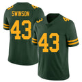 Green Bay #43 Swinson Player Football V Neck Short Sleeve Jersey Green Messiah For Men Youth Women Gift