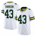 Green Bay #43 Swinson Player Football V Neck Short Sleeve White Jersey Messiah For Men Youth Women Gift